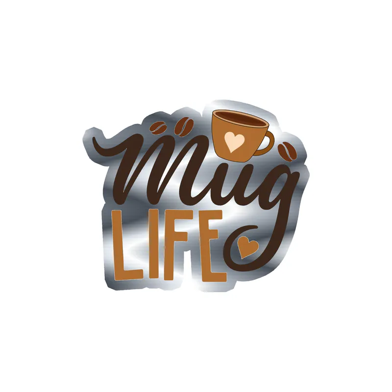 Coffee Silver Chrome Vinyl Decal - Custom Size
