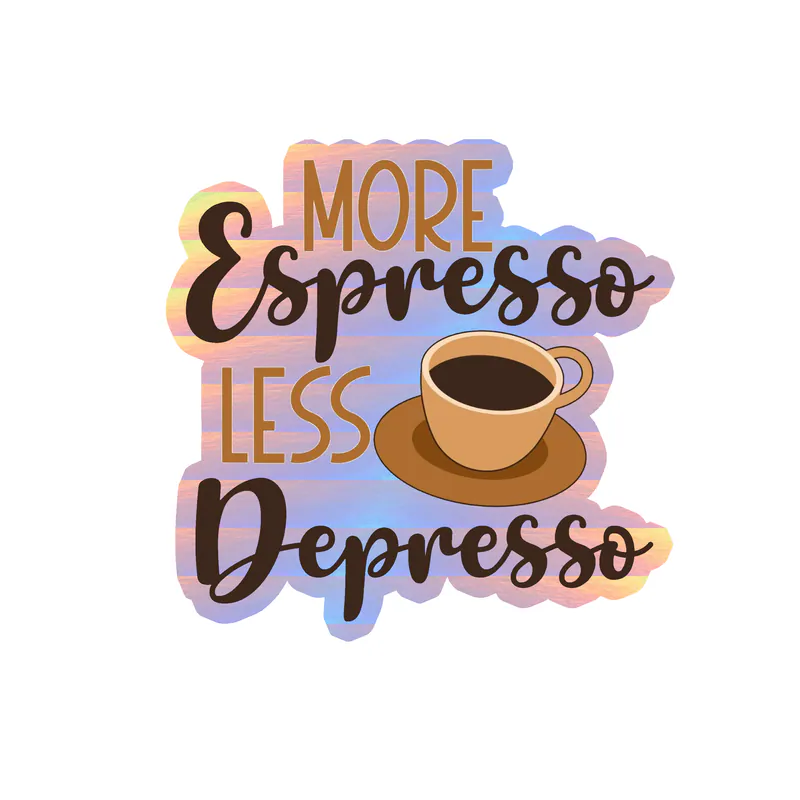 Coffee Holographic Vinyl Decal - Custom Size