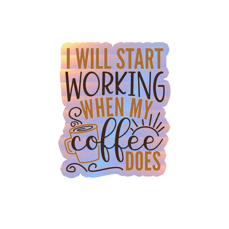 Coffee Holographic Vinyl Decal - Custom Size