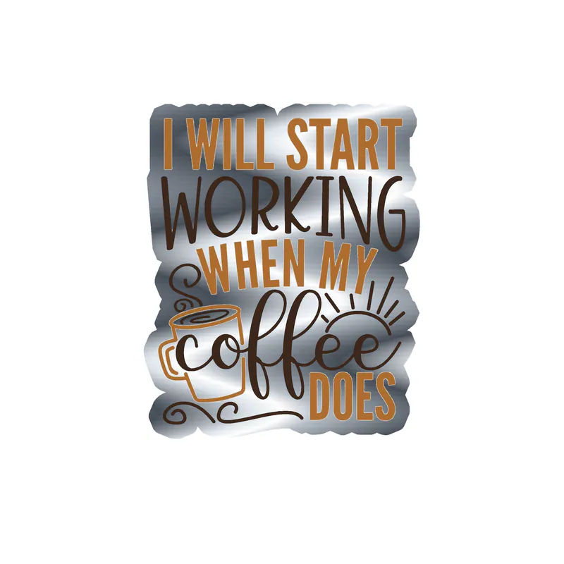 Coffee Silver Chrome Vinyl Decal - Custom Size