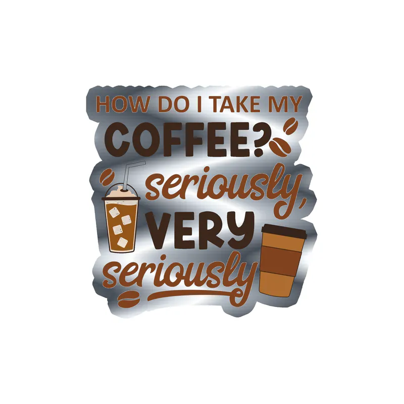 Coffee Silver Chrome Vinyl Decal - Custom Size