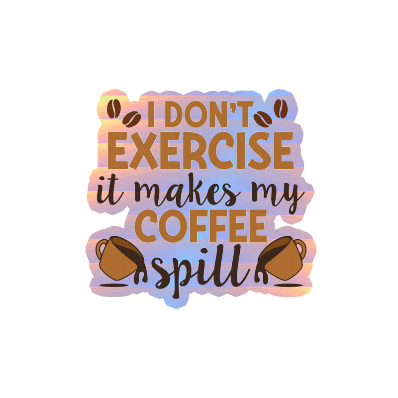 Coffee Holographic Vinyl Decal - Custom Size