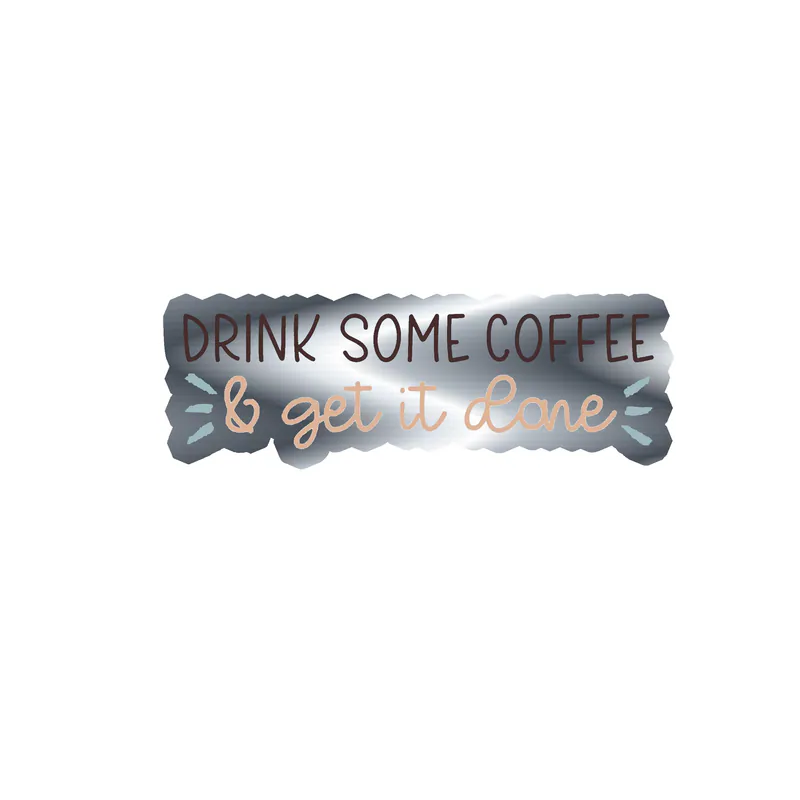 Coffee Silver Chrome Vinyl Decal - Custom Size