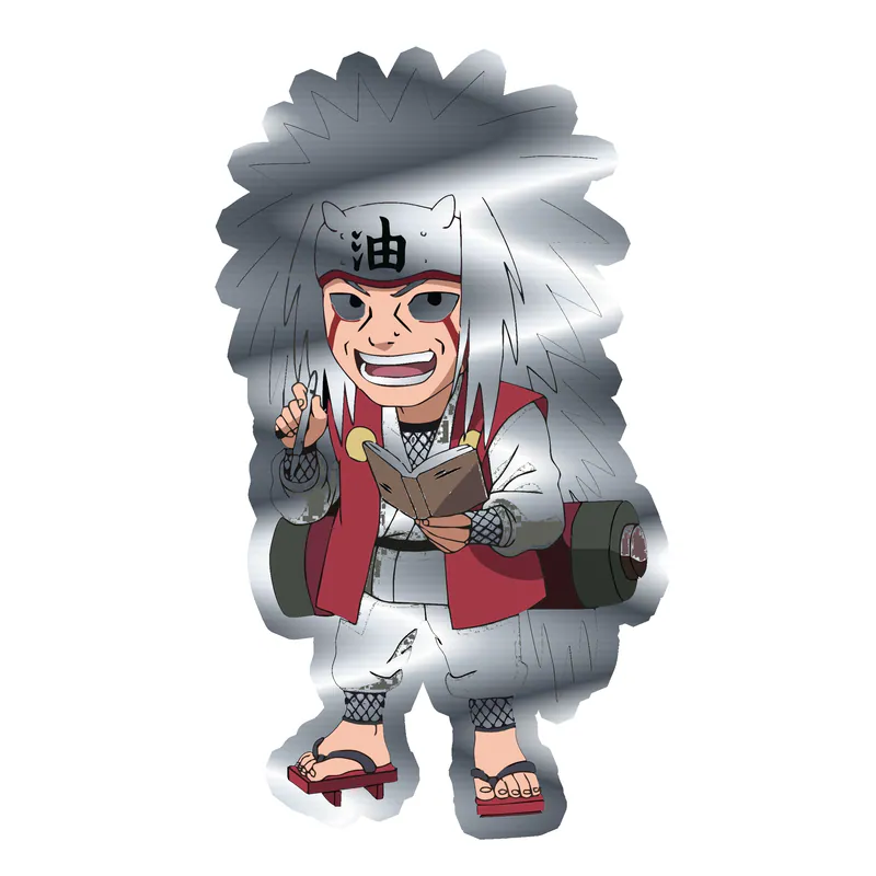 Jiriaiya Chibi Silver Chrome Vinyl Decal - Custom Size