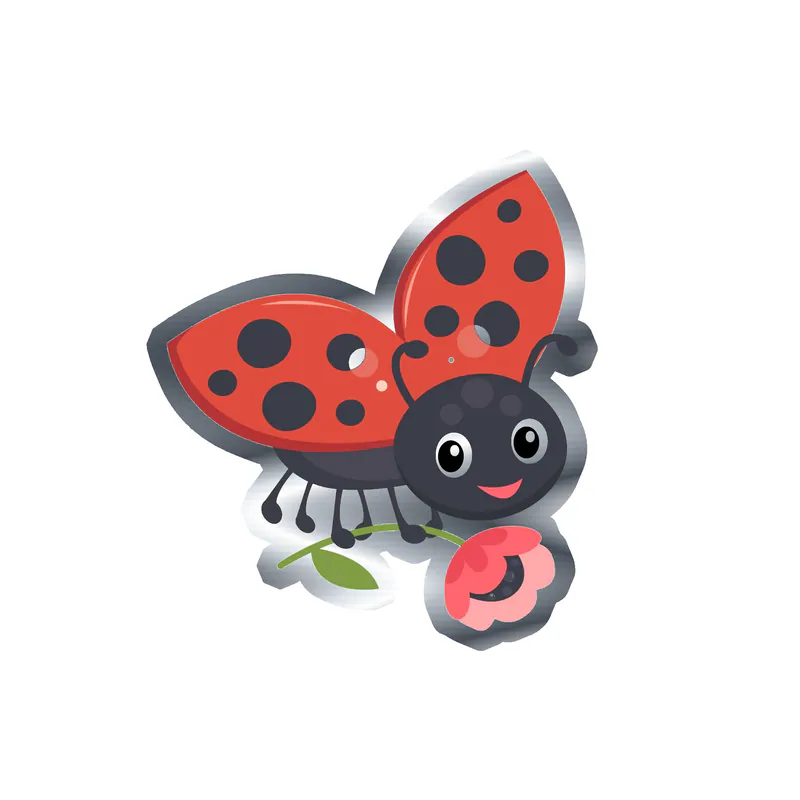 Ladybug Silver Chrome Vinyl Decal - Custom Size