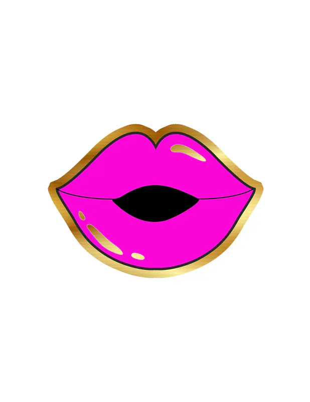 Lips - Gold Chrome Vinyl Sticker - Custom Size