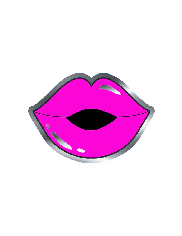 Lips - Silver Chrome Vinyl Sticker - Custom Size
