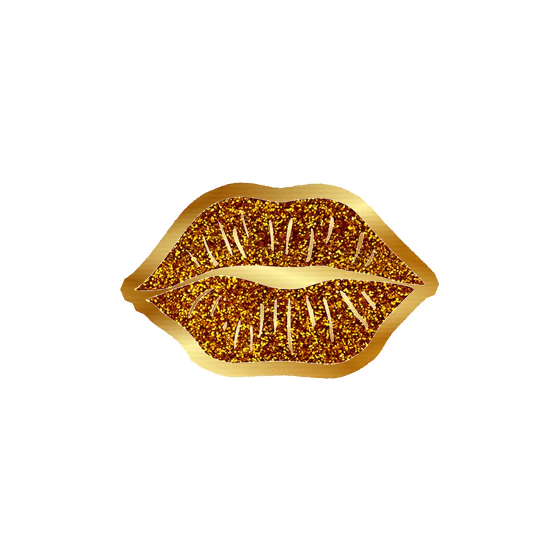 Lips - Gold Chrome Vinyl Sticker - Custom Size