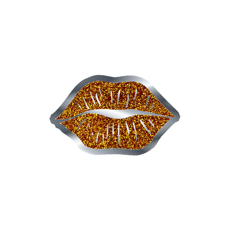 Lips - Silver Chrome Vinyl Sticker - Custom Size