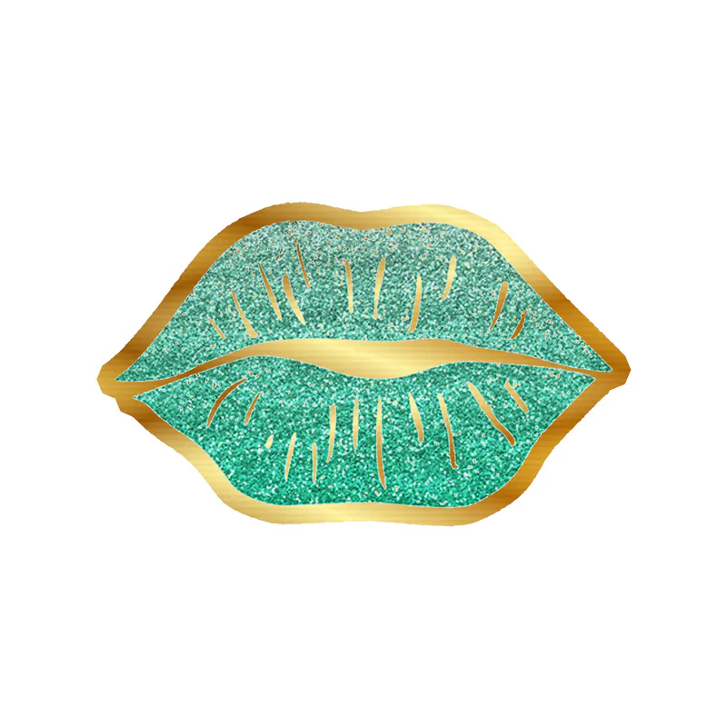 Lips - Gold Chrome Vinyl Sticker - Custom Size