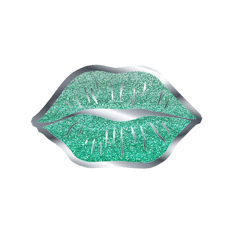 Lips - Silver Chrome Vinyl Sticker - Custom Size