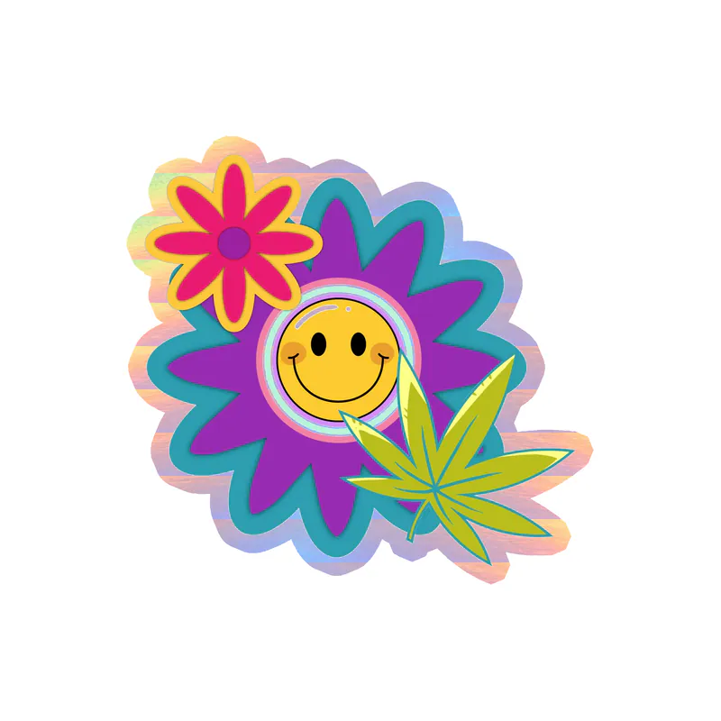 Flower Holographic Vinyl Decal - Custom Size