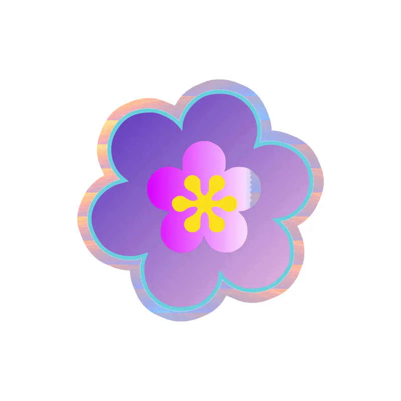 Flower Holographic Vinyl Decal - Custom Size
