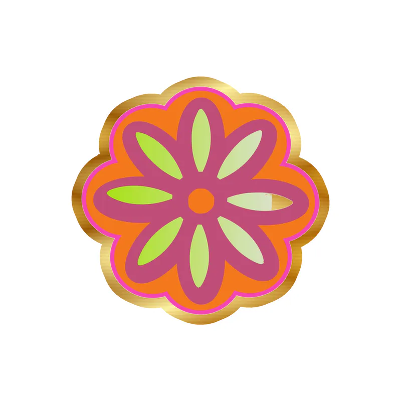 Flower Gold Chrome Vinyl Decal - Custom Size