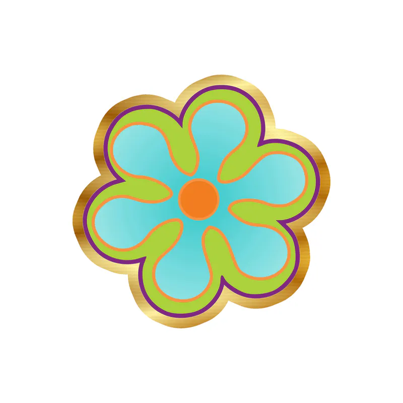 Flower Gold Chrome Vinyl Decal - Custom Size