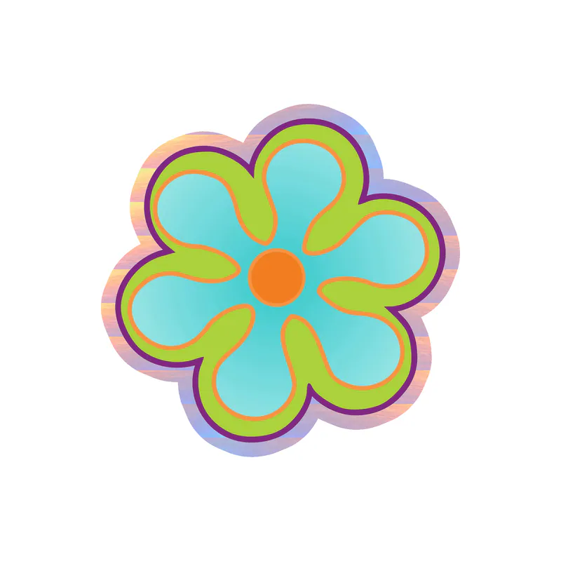 Flower Holographic Vinyl Decal - Custom Size