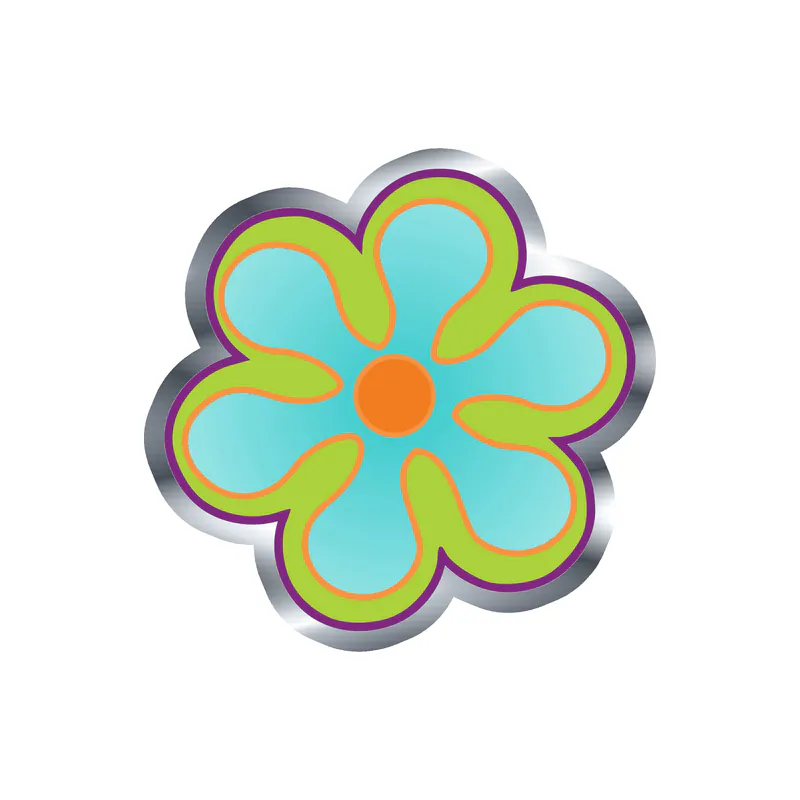 Flower Silver Chrome Vinyl Decal - Custom Size