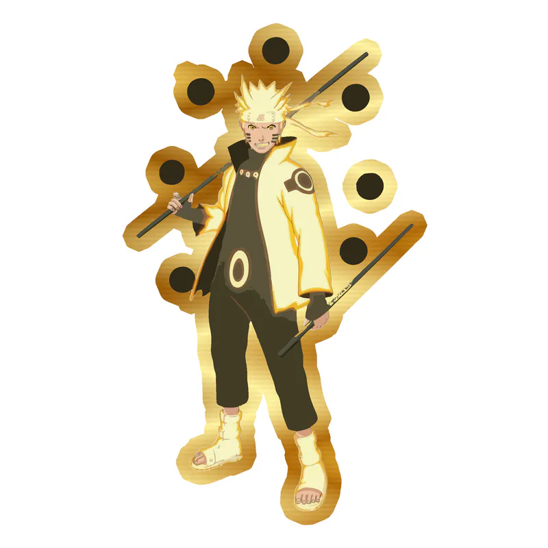 6 Paths Naruto Gold Chrome Vinyl Decal - Custom Size