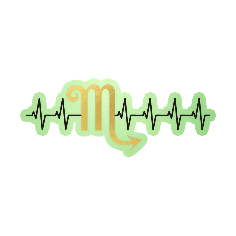 Scorpio Heartbeat - Glow in the Dark Vinyl Decal - Custom Size