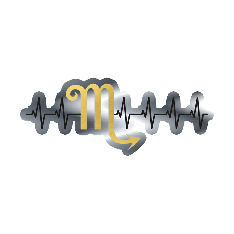 Scorpio Heartbeat - Silver Chrome Vinyl Decal - Custom Size