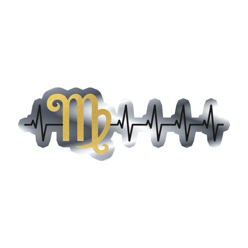 Virgo Heartbeat - Silver Chrome Vinyl Decal - Custom Size
