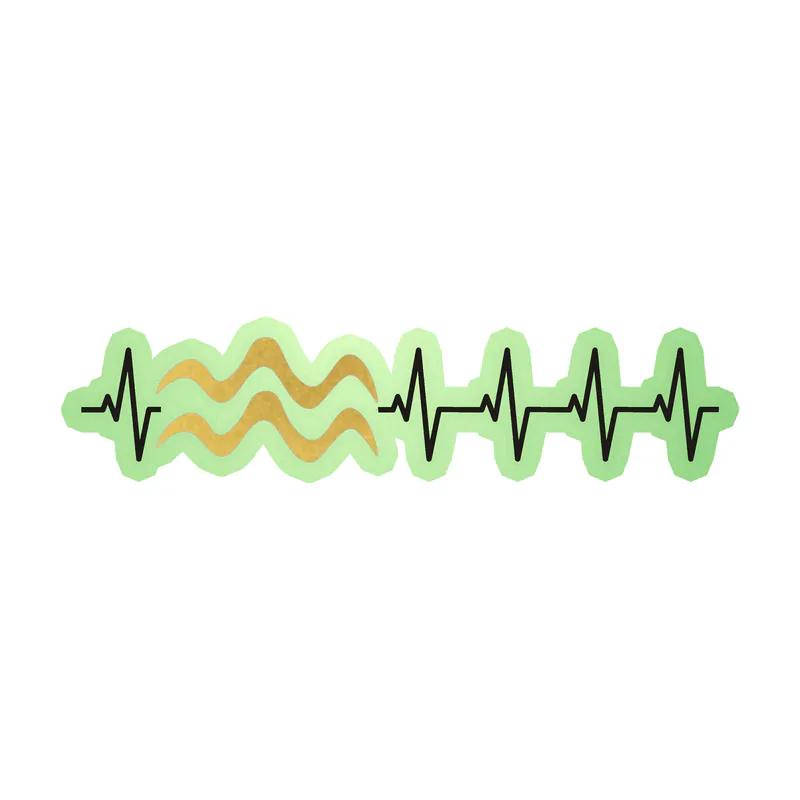 Aquarius Heartbeat - Glow in the Dark Vinyl Decal - Custom Size