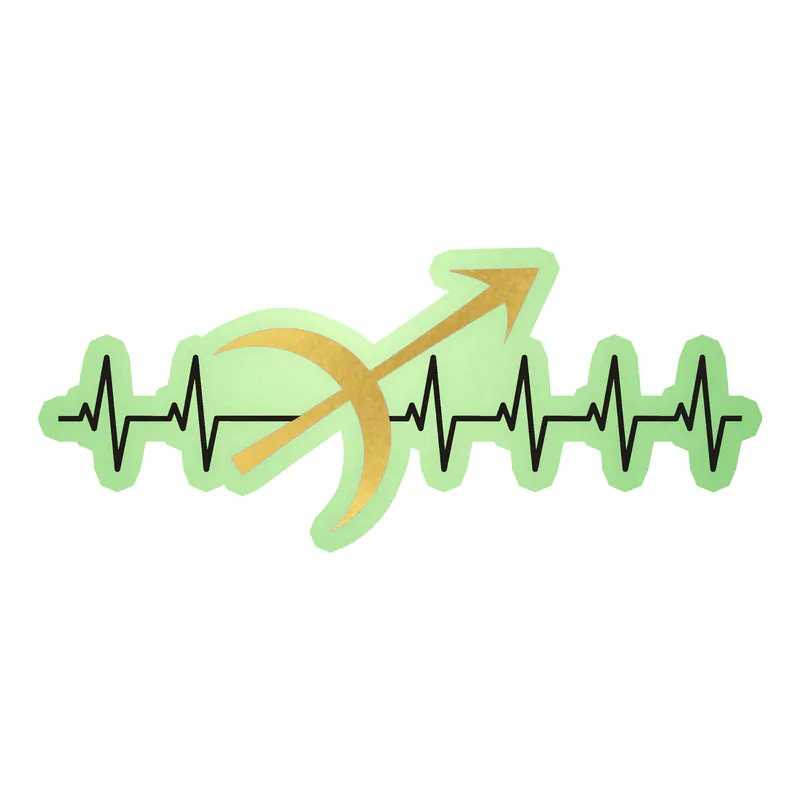 Sagittarius Heartbeat - Glow in the Dark Vinyl Decal - Custom Size