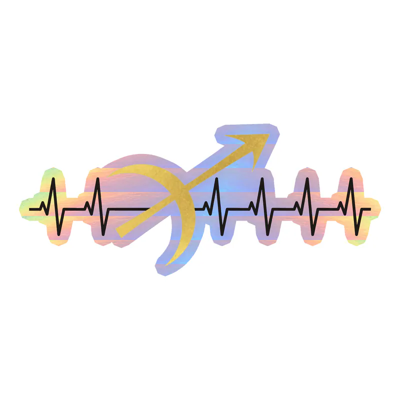 Sagittarius Heartbeat - Holographic Vinyl Decal - Custom Size