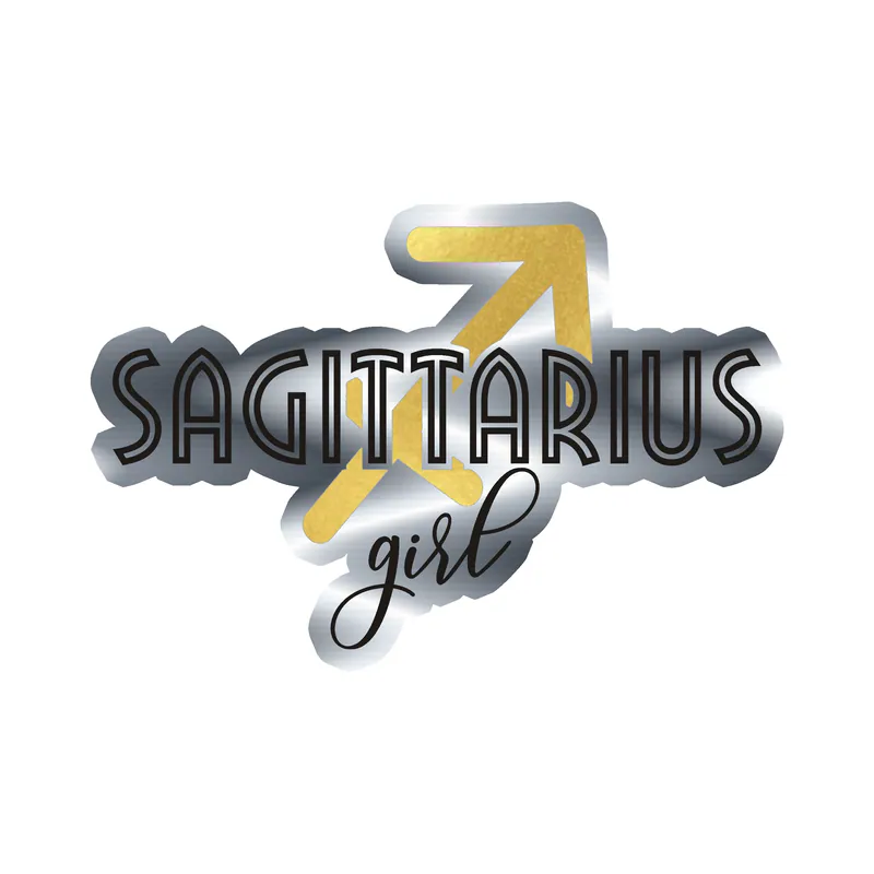 Sagittarius Girl - Silver Chrome Vinyl Decal - Custom Size
