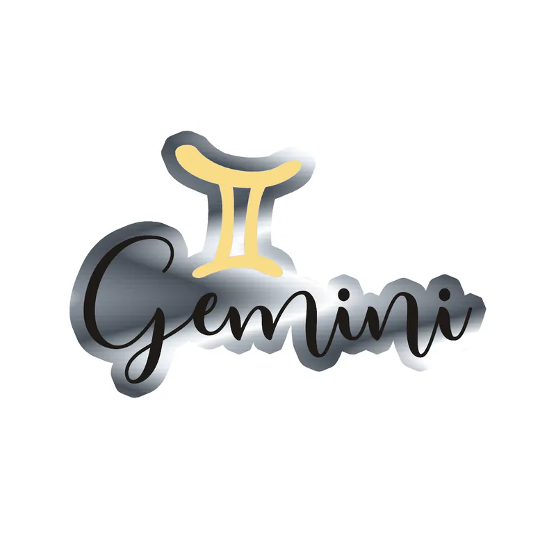 Gemini - Silver Chrome Vinyl Decal - Custom Size