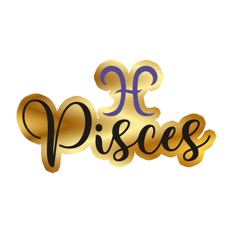 Pisces - Gold Chrome Vinyl Decal - Custom Size