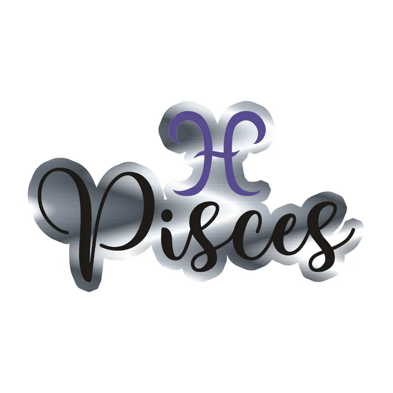 Pisces - Silver Chrome Vinyl Decal - Custom Size
