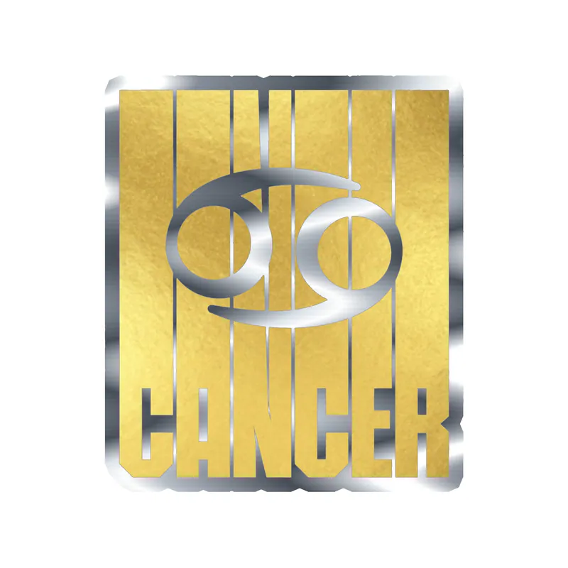 Gold Cancer - Silver Chrome Vinyl Decal - Custom Size