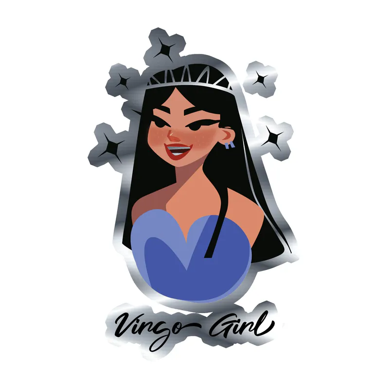 Virgo Girl - Silver Chrome Vinyl Decal - Custom Size