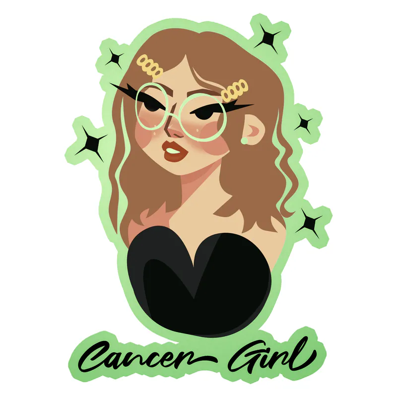 Cancer Girl - Glow in the Dark Vinyl Decal - Custom Size