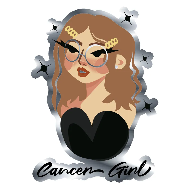Cancer Girl - Silver Chrome Vinyl Decal - Custom Size