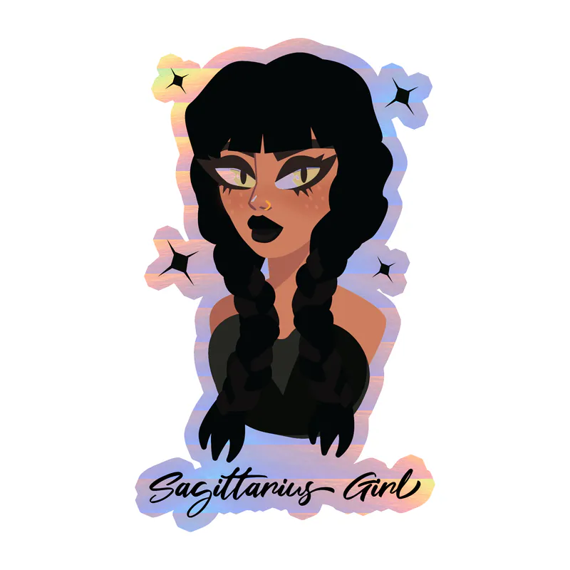 Sagittarius Girl - Holographic Vinyl Decal - Custom Size