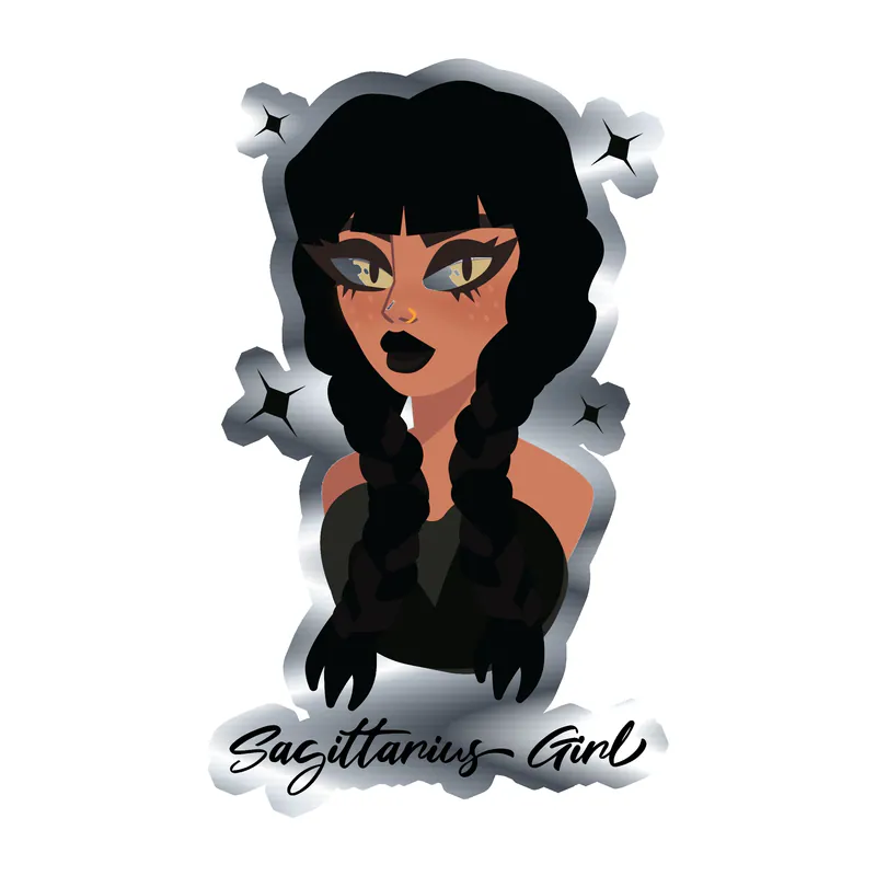 Sagittarius Girl - Silver Chrome Vinyl Decal - Custom Size