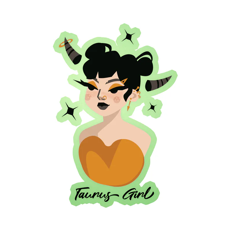 Taurus Girl - Glow in the Dark Vinyl Decal - Custom Size