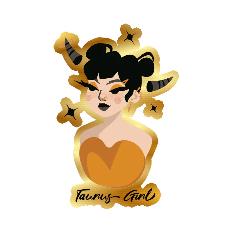 Taurus Girl - Gold Chrome Vinyl Decal - Custom Size