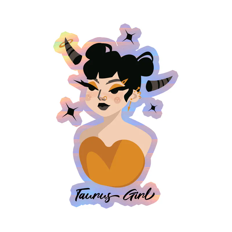 Taurus Girl - Holographic Vinyl Decal - Custom Size