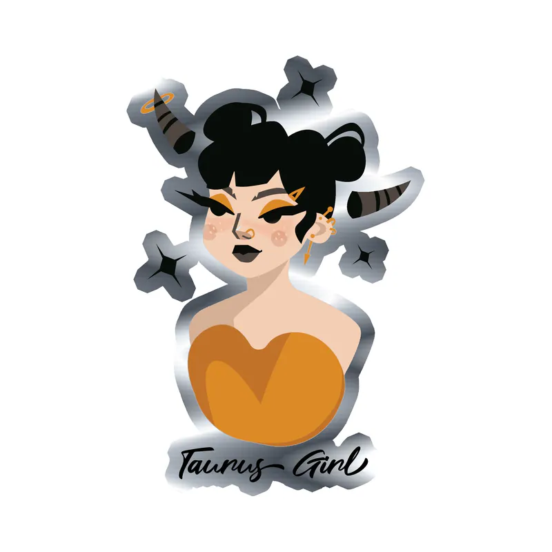 Taurus Girl - Silver Chrome Vinyl Decal - Custom Size