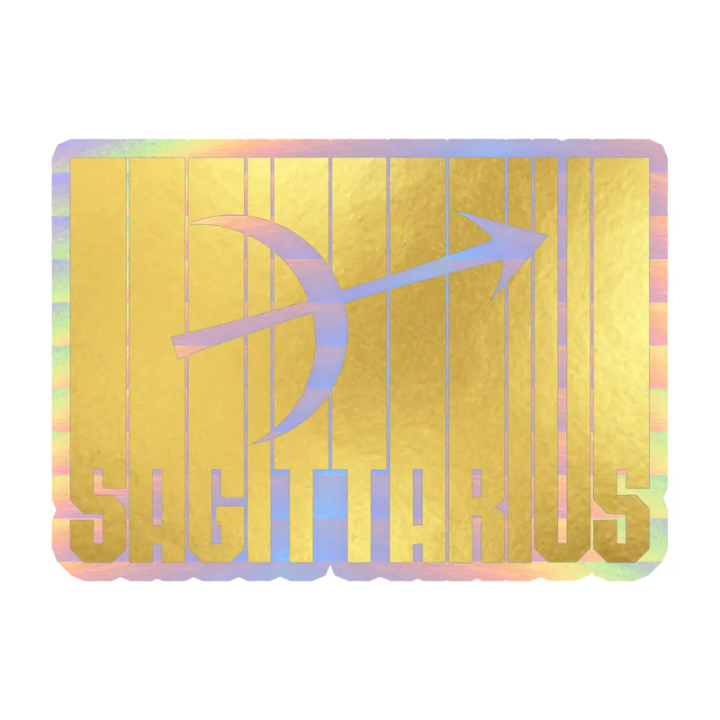 Gold Sagittarius - Holographic Vinyl Decal - Custom Size