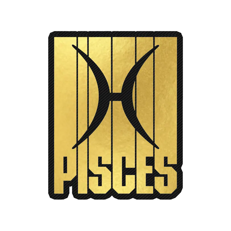 Gold Pisces - Carbon Fiber Vinyl Decal - Custom Size