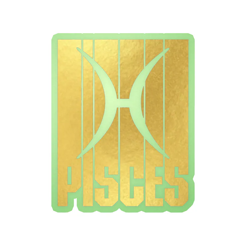 Gold Pisces - Glow in the Dark Vinyl Decal - Custom Size
