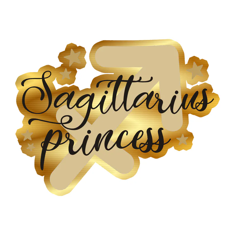 Sagittarius Princess - Gold Chrome Vinyl Decal - Custom Size