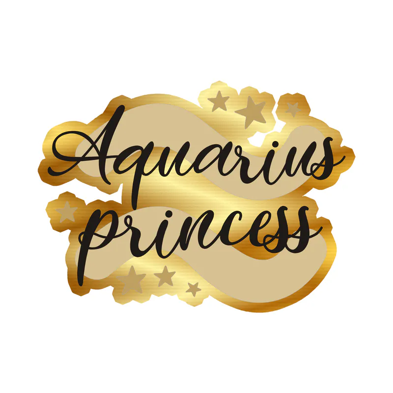 Aquarius Princess - Gold Chrome Vinyl Decal - Custom Size