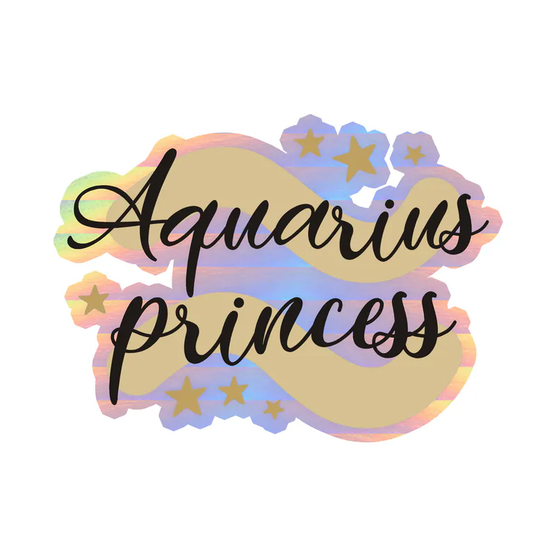 Aquarius Princess - Holographic Vinyl Decal - Custom Size