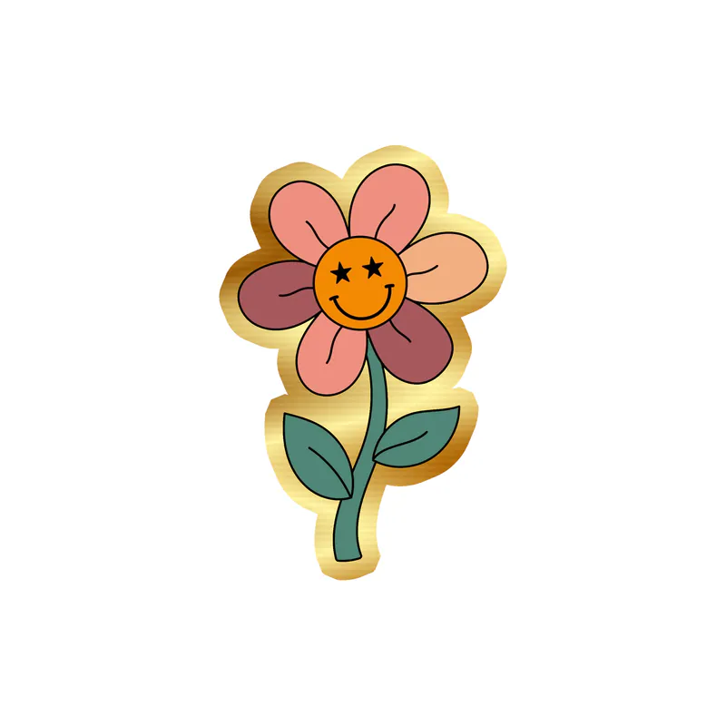Flower Gold Chrome Vinyl Decal - Custom Size