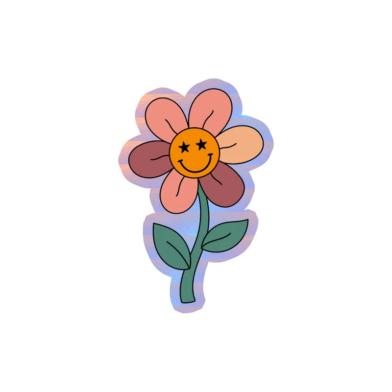 Flower Holographic Vinyl Decal - Custom Size